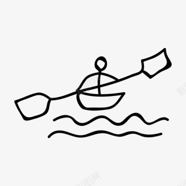 独木舟船皮划艇图标图标