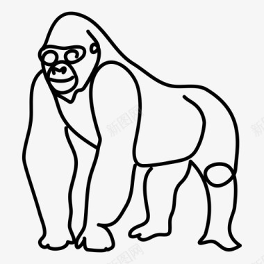 大猩猩动物手绘图标图标