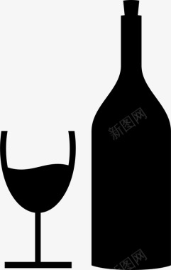 带瓶酒杯酒精软木塞图标图标