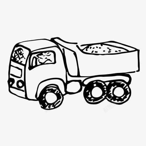 自卸卡车汽车手绘图标svg_新图网 https://ixintu.com 手绘 汽车 略图图标 自卸卡车 草图