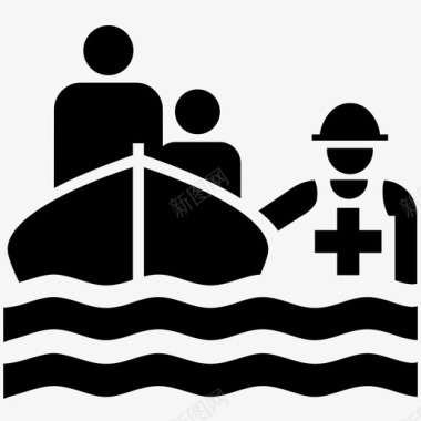 洪水救援救援船只图标图标