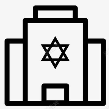 犹太教堂建筑大卫图标图标