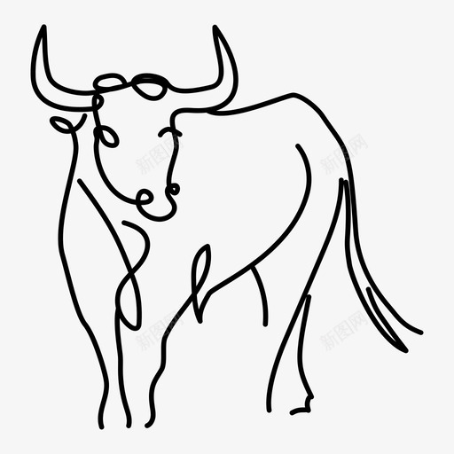 公牛动物手绘图标svg_新图网 https://ixintu.com 一条线 公牛 动物 动物画 手绘
