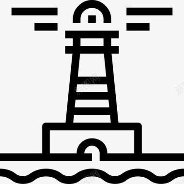 灯塔航海旅游和度假图标图标