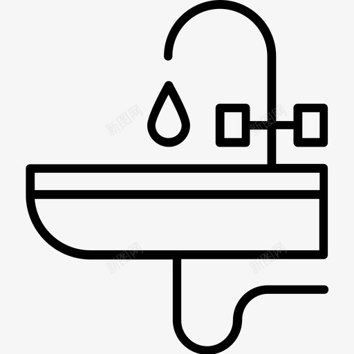 水管水龙头水槽图标svg_新图网 https://ixintu.com 供水 家庭工具花园 水 水槽 水管 水龙头