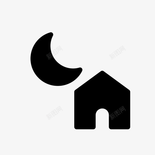 房子和月亮家天气图标svg_新图网 https://ixintu.com 天气 家 房子和天气 房子和月亮