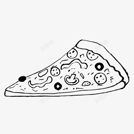 披萨食物手绘图标svg_新图网 https://ixintu.com 手绘 披萨 披萨片 素描 素描图标 食物