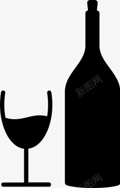 带瓶酒杯酒精软木塞图标图标