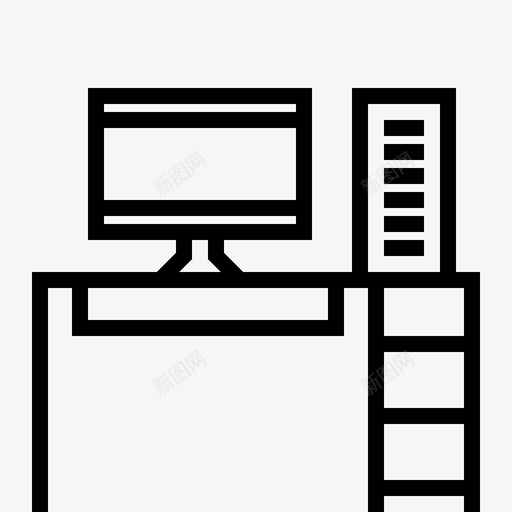 书桌电脑个人电脑图标svg_新图网 https://ixintu.com 个人电脑 书桌 家具 工作区 桌子 电脑