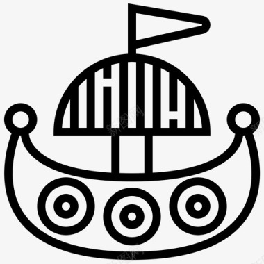 维京人船图标图标