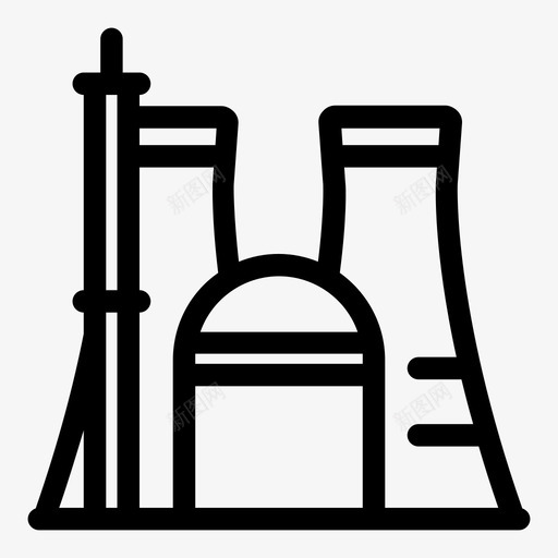 核电站烟囱冷却塔图标svg_新图网 https://ixintu.com 冷却塔 发电厂 建筑物 核电站 烟囱