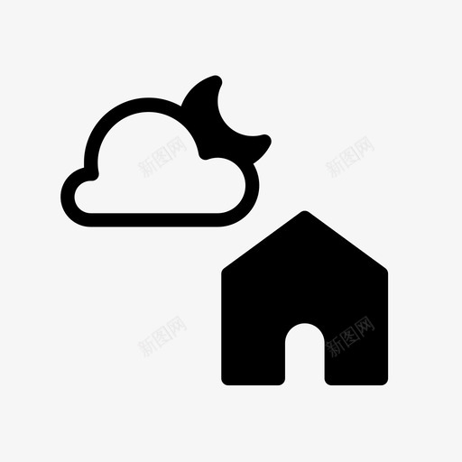 房子和阴月家天气图标svg_新图网 https://ixintu.com 天气 家 房子和天气 房子和阴月