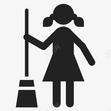 清洁服务扫帚女仆图标图标
