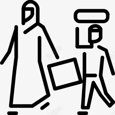 难民步行行李儿童图标图标