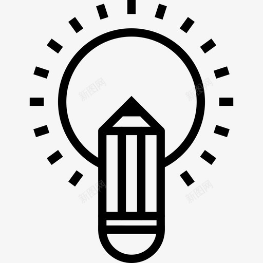 创意艺术灯泡图标svg_新图网 https://ixintu.com 创意 灯光 灯泡 艺术 设计和开发 铅笔