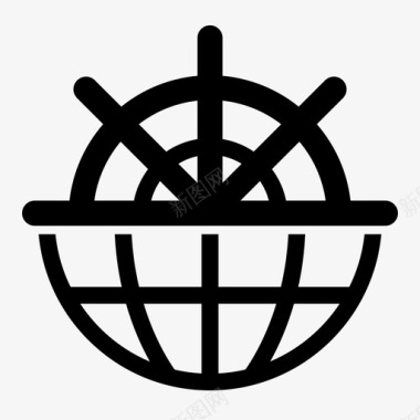 海外航运船地球仪图标图标