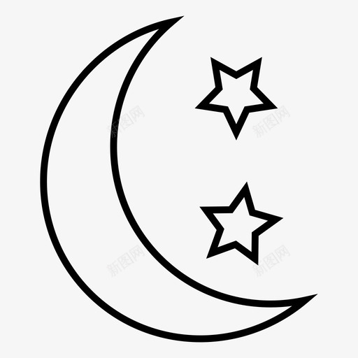 月亮夜晚闪耀图标svg_新图网 https://ixintu.com 夜晚 星星 月亮 科学细线 闪耀