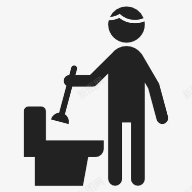 柱塞堵塞物盥洗室图标图标
