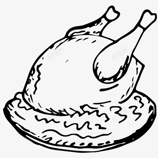 鸡肉食品手绘图标svg_新图网 https://ixintu.com 手绘 素描 食品 鸡肉