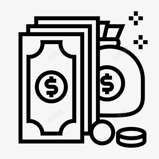 钱现金硬币图标svg_新图网 https://ixintu.com 个人钱 现金 生意2 硬币 钱