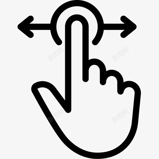 向左或向右拖动手指手图标svg_新图网 https://ixintu.com 交互 向左或向右拖动 手 手指 触摸 触摸手势线 轻触