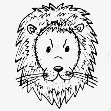 狮子动物手绘图标图标