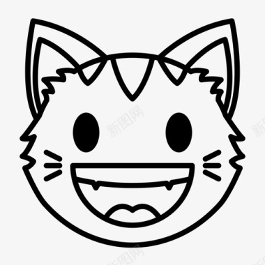 露齿猫脸猫表情符号表情符号图标图标