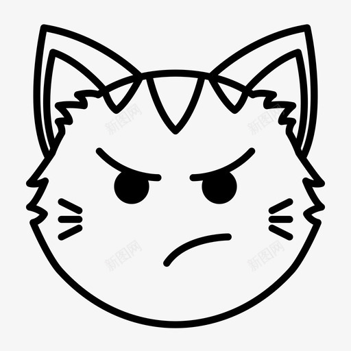 撅嘴猫脸生气不高兴图标svg_新图网 https://ixintu.com 不高兴 撅嘴猫脸 猫表情 生气