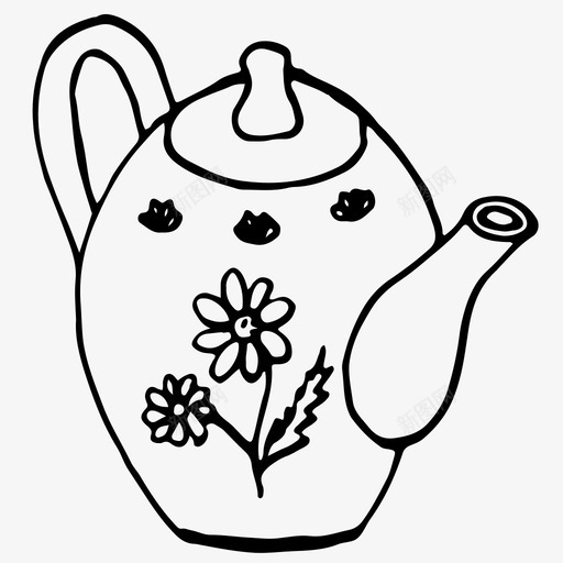 茶壶手绘水壶图标svg_新图网 https://ixintu.com 手绘 水壶 茶壶