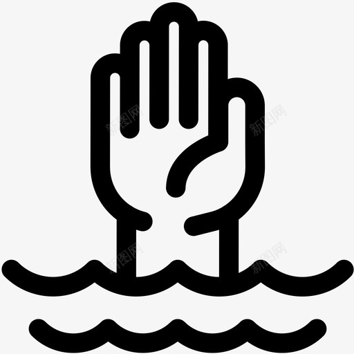 溺水求救手图标svg_新图网 https://ixintu.com 手 水 求救 溺水 符号轮廓