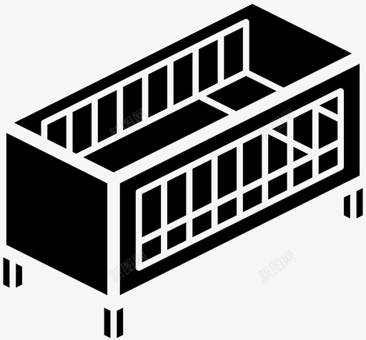 婴儿床卧室家具图标svg_新图网 https://ixintu.com 卧室 婴儿床 家具 房子