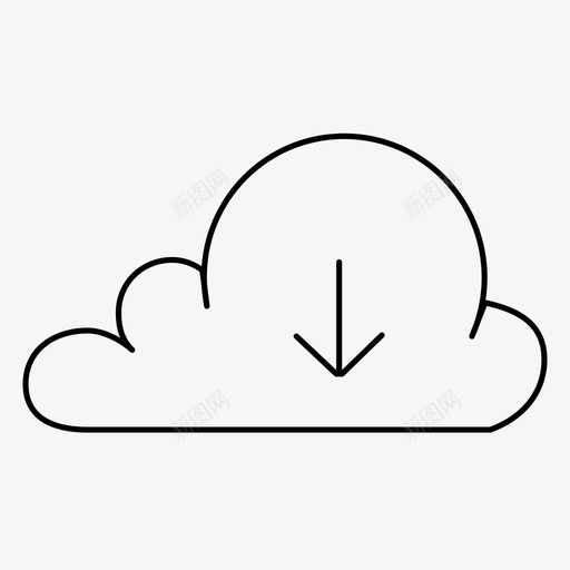 云从云单像素笔划图标svg_新图网 https://ixintu.com 云下载 从云下载 单像素笔划图标