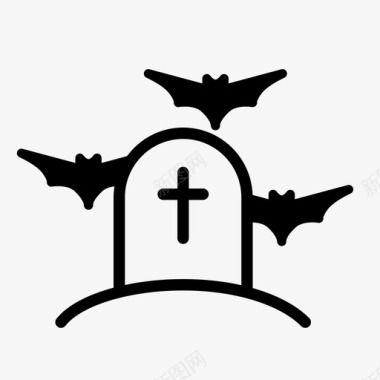 坟墓蝙蝠墓碑图标图标