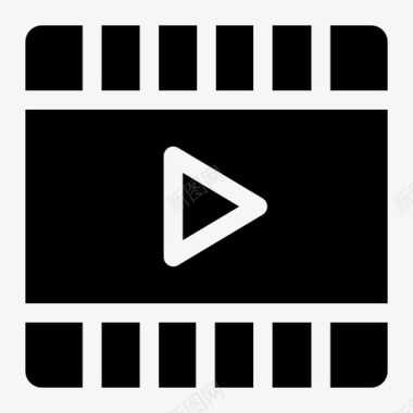 视频播放器电影音乐和音频填充图标图标