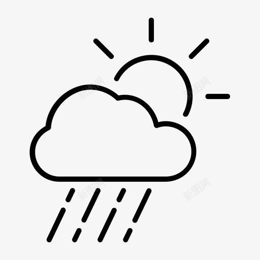 白天下雨云天气预报图标svg_新图网 https://ixintu.com 云 天气 天气图标 天气预报 太阳 白天下雨