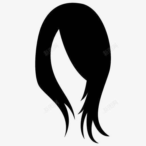 长头发的女人头人图标svg_新图网 https://ixintu.com 人 剪影 头 长头发的女人