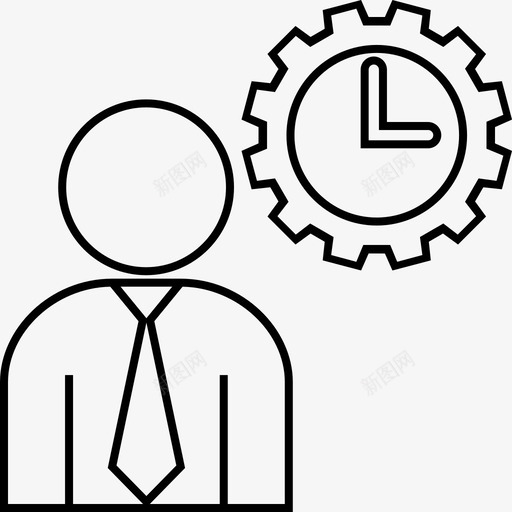 工作时间商务人员时钟图标svg_新图网 https://ixintu.com 业务细线 商务人员 工作时间 时钟