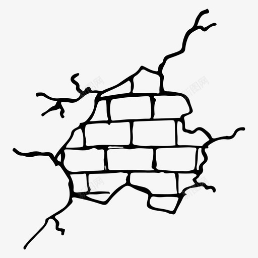 墙裂砖墙碎墙图标svg_新图网 https://ixintu.com 墙裂 砖墙 碎墙 素描