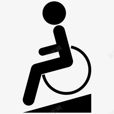 轮椅坡道残疾人残疾人坡道图标图标