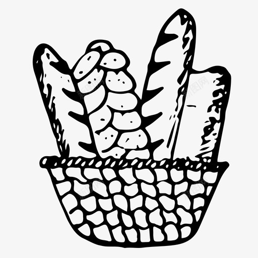 带面包的篮子法式面包食物图标svg_新图网 https://ixintu.com 带面包的篮子 手绘 法式面包 面包 食物