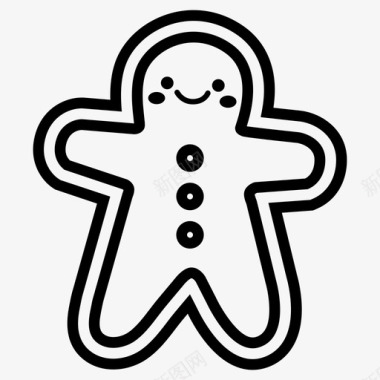 姜饼人圣诞节饼干图标图标