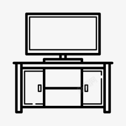 电视台桌电视台家具家庭影院图标高清图片