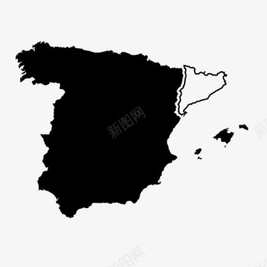 西班牙和加泰罗尼亚地图巴塞罗那独立图标图标