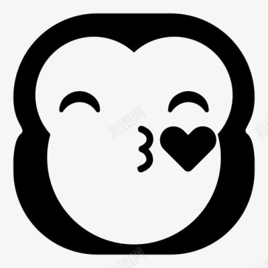 吻猴子黑猩猩表情符号图标图标