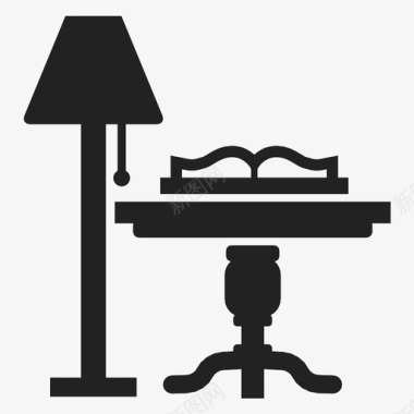 灯和桌子书书房图标图标
