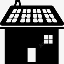 电池板标志太阳能屋顶能源房屋图标高清图片