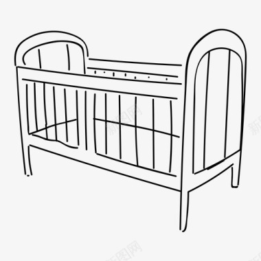 婴儿床手绘图标图标
