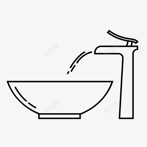 水槽浴室水龙头图标svg_新图网 https://ixintu.com 水槽 水龙头 洗脸盆 浴室