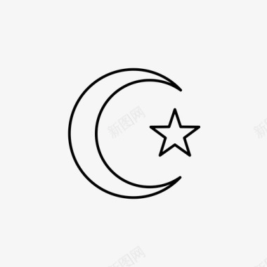 伊斯兰教星与新月图标图标