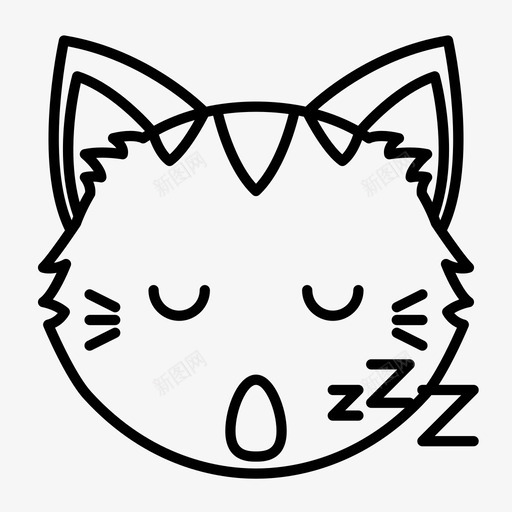 睡猫脸表情符号疲惫图标svg_新图网 https://ixintu.com 困倦 猫表情 疲惫 睡猫脸 表情符号